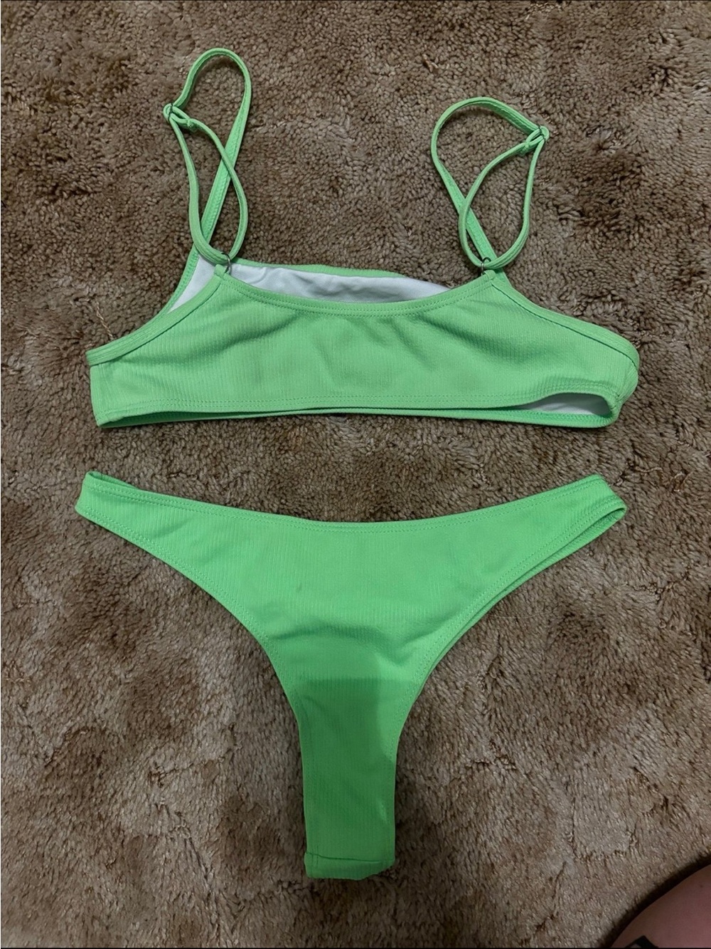 Light Green Ribbed Two-Piece Bikini Set - Picture 2 of 2